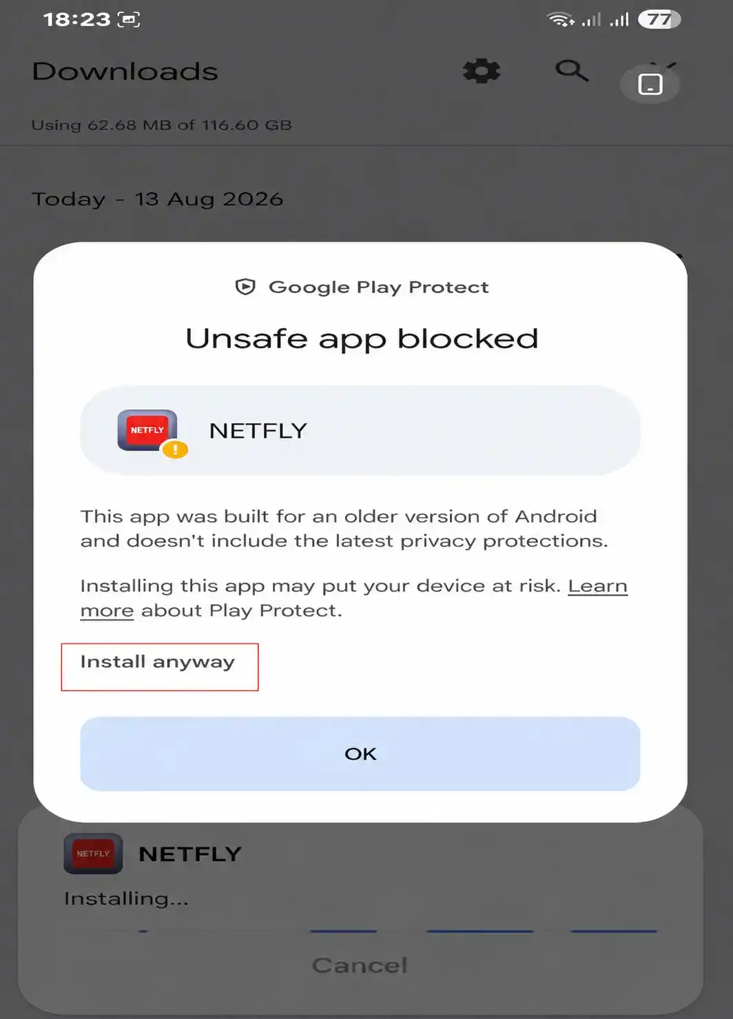 Netfly install step2 screenshot