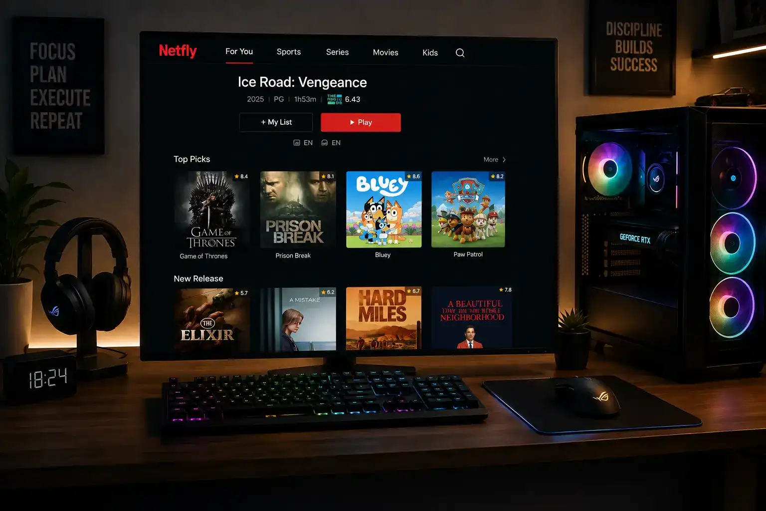 Netfly TV App running on PC via emulator